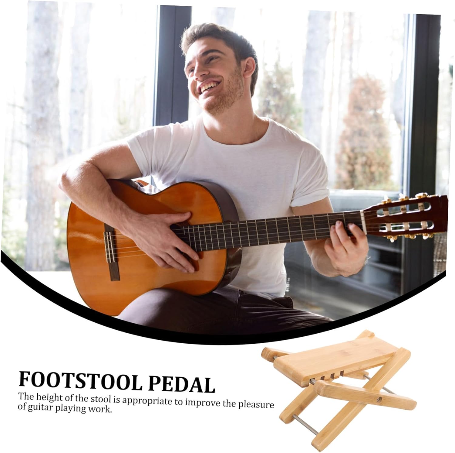 Classical Guitar Foot Rest Stool, Height Adjustable Wood Footstand