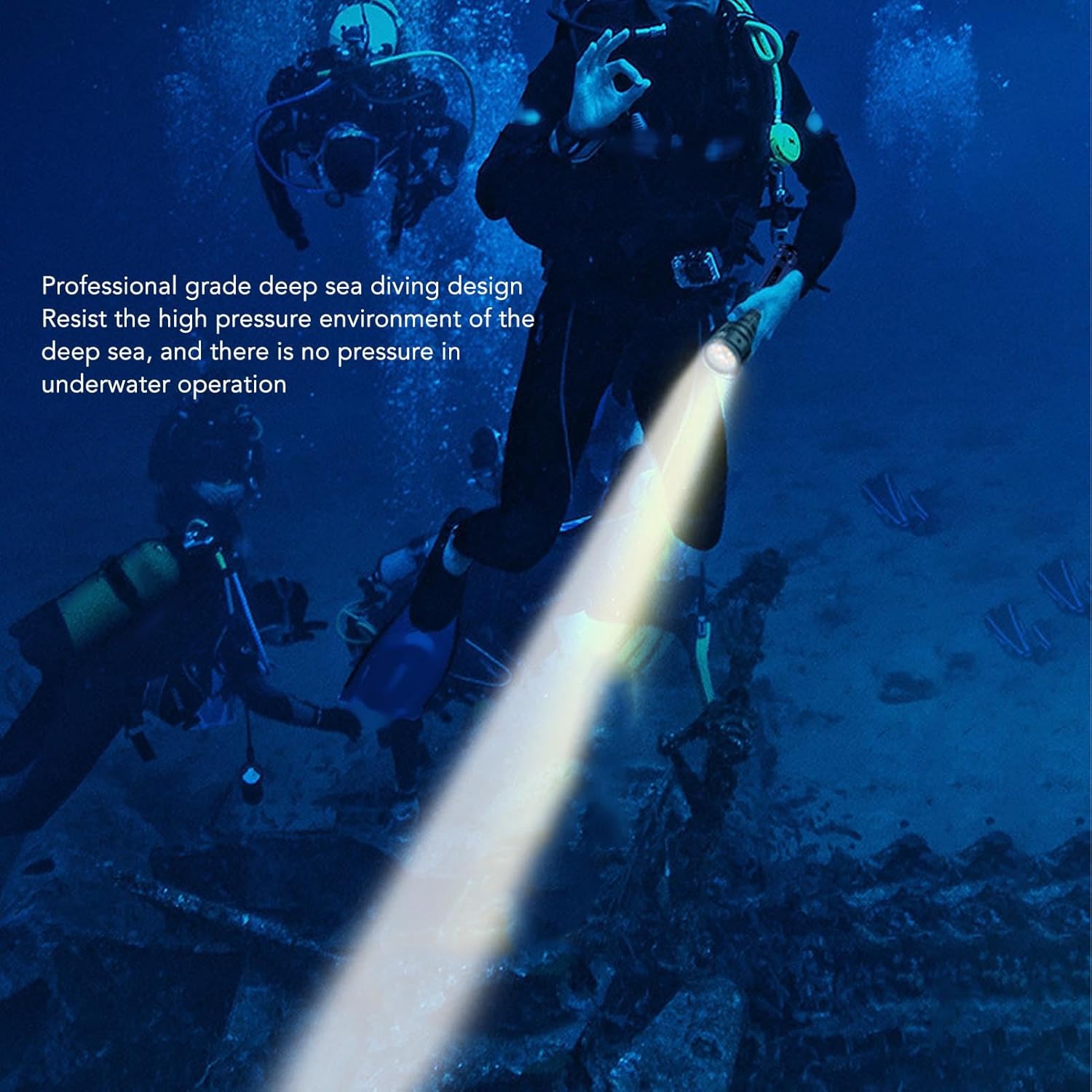USB Rechargeable Scuba Diving Flashlight, 18000LM Brightness, 100M Waterproof, LED Torch for Underwater Exploration