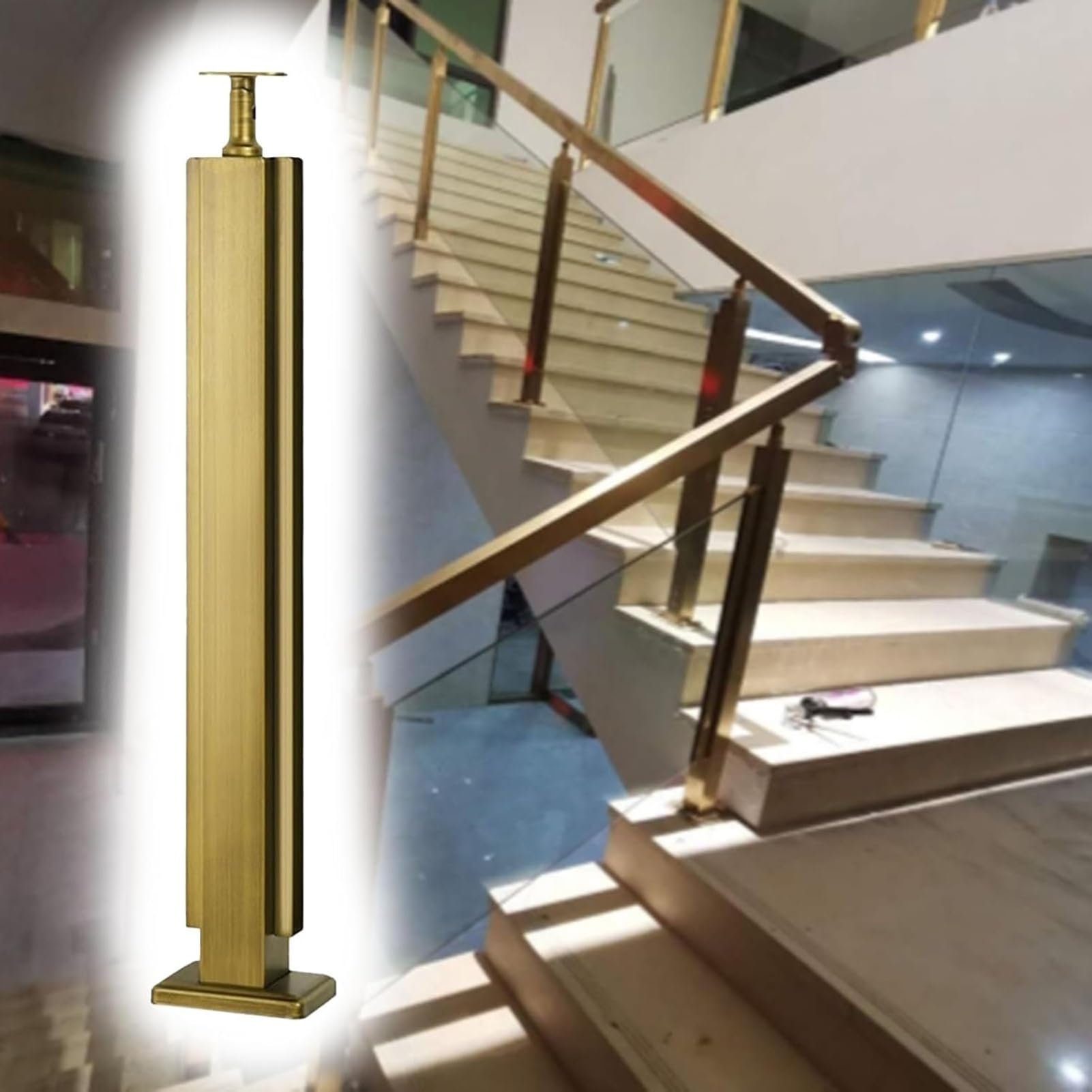 Poste de barandilla de vidrio para cercas exteriores y sistemas de seguridad en escaleras