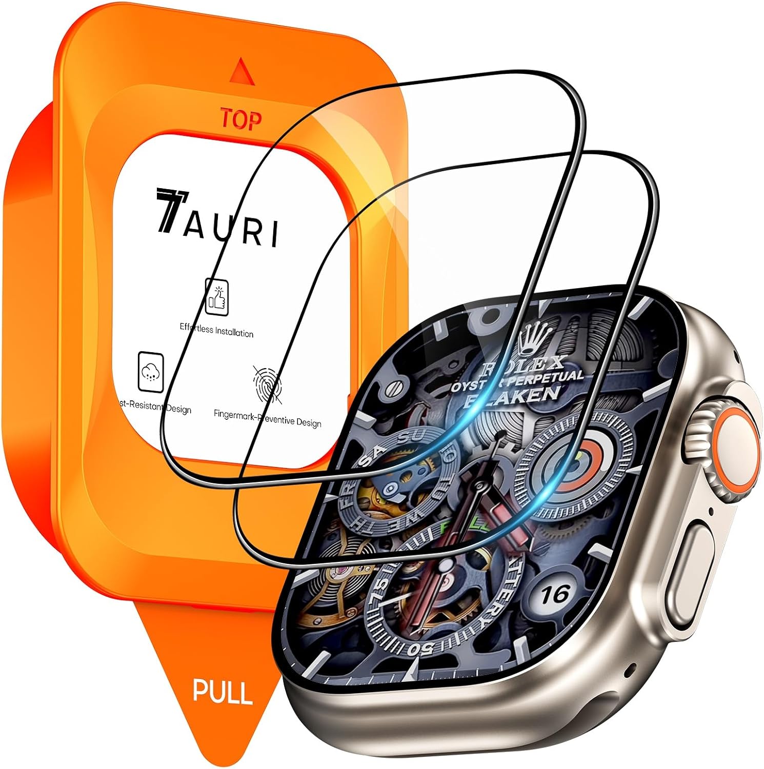 TAURI 2 Pack Screen Protector for Apple Watch Ultra 3,Ultra 2,Ultra 49mm, (2-Step Auto Installation) Bubble Free Micro-curved Edges for Apple Watch Ultra 3,2,1 Screen Protector, iwatch Ultra 49mm Film