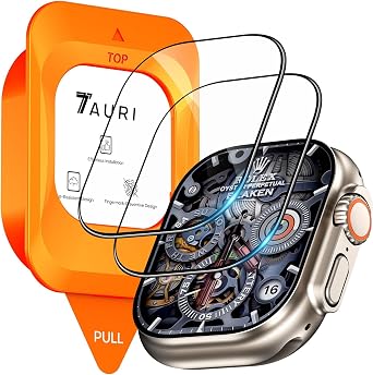 TAURI 2 Pack Screen Protector for Apple Watch Ultra 3,Ultra 2,Ultra 49mm, 2-Step Auto Installation Bubble Free Micro-curved Edges for Apple Watch Ultra 3,2,1 Screen Protector, iwatch Ultra 49mm Film