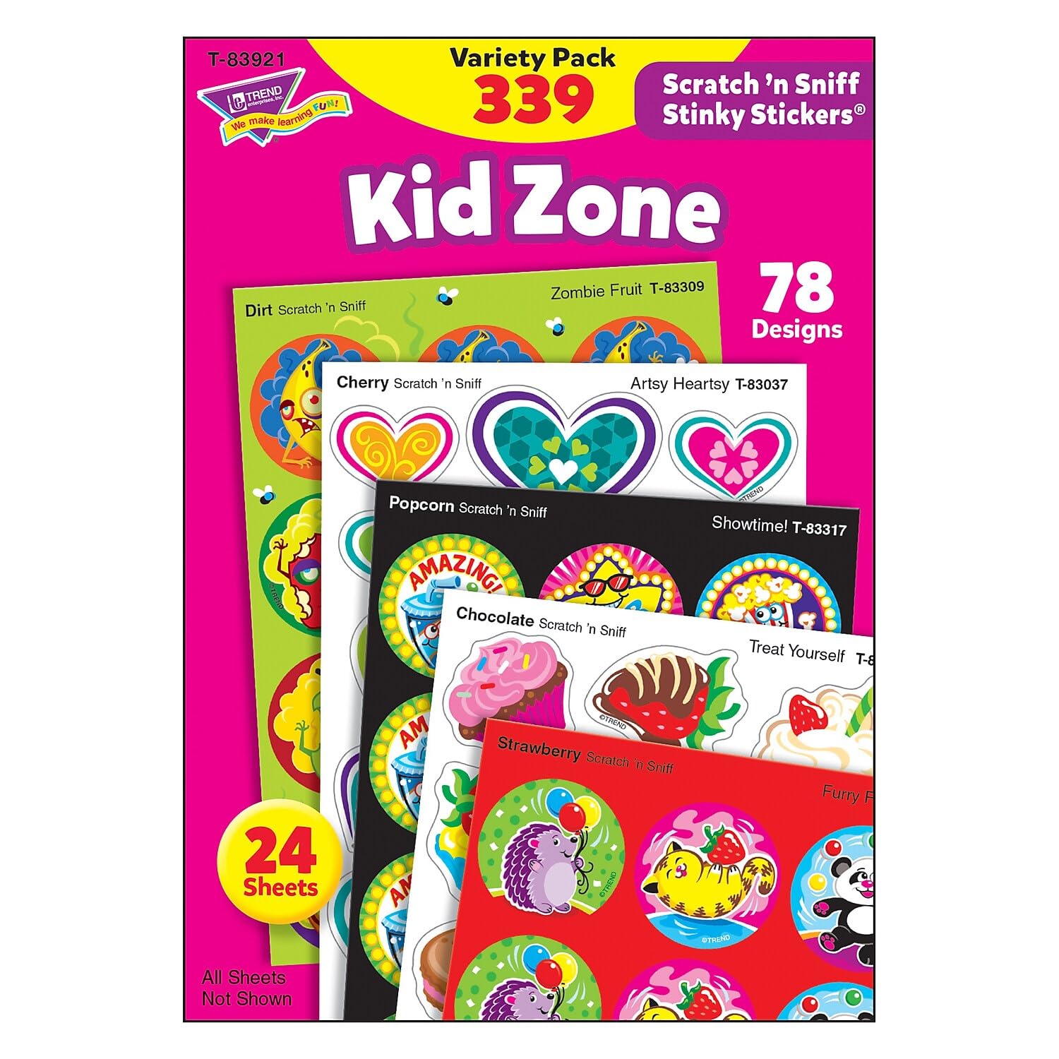 Kid Zone Stinky Stickers Variety Pack by TREND Enterprises, Inc.; 339 ct.; 78 Designs, 8 scents