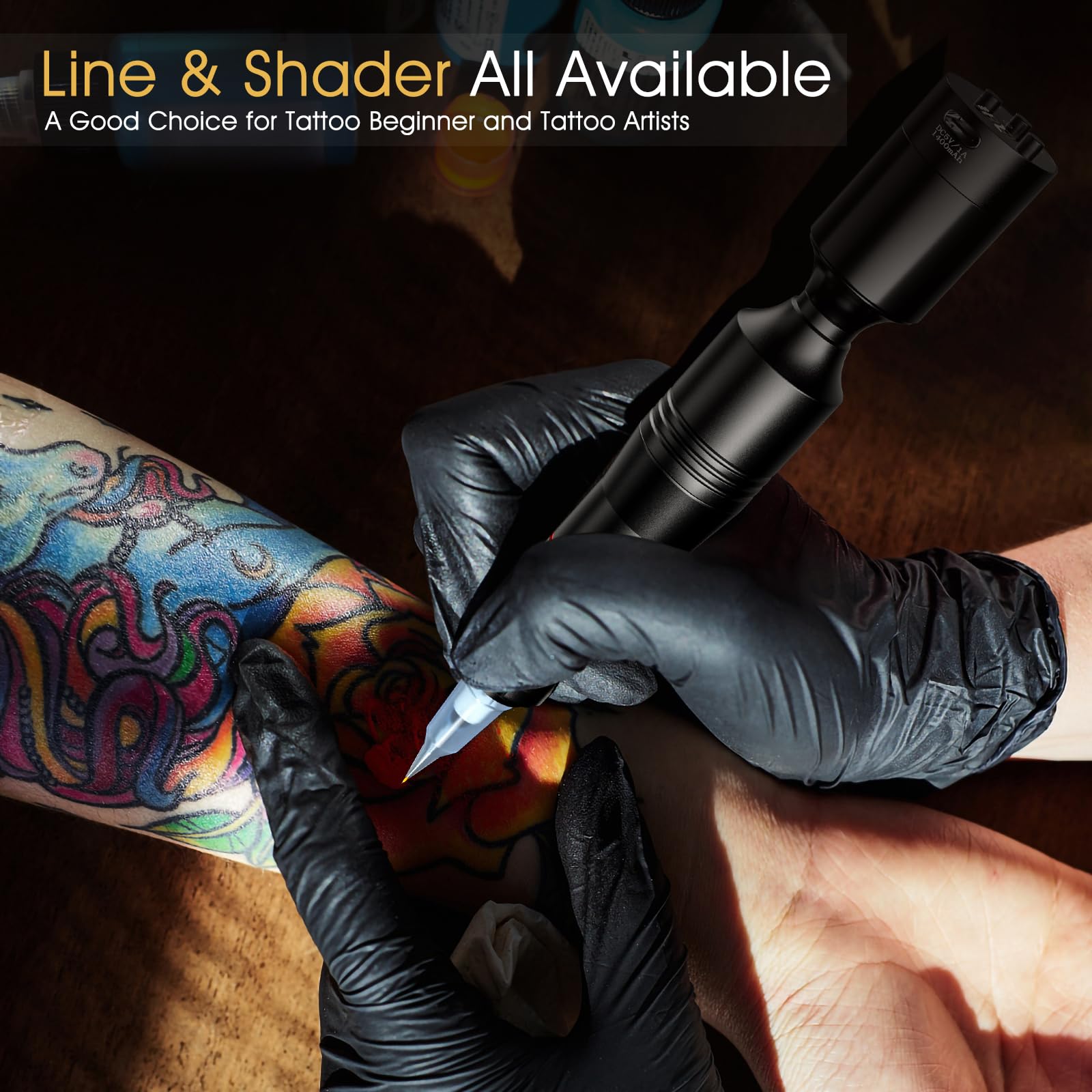 Biomaser Kit de Máquina Máquina de Conjunto Máquina de Inalámbrica 1500mAh Batería Rotativa Bolígrafo con 20 Piezas Aguja 10 Botellas de Tinta para Principiantes y Artistas
