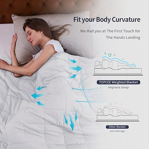 Miniatura 4 de TOPCEE - Manta con peso de microfibra transpirable con abalorios de vidrio (7 kg, 152 x 203 cm, tamaño Queen). Manta grande para adultos para uso