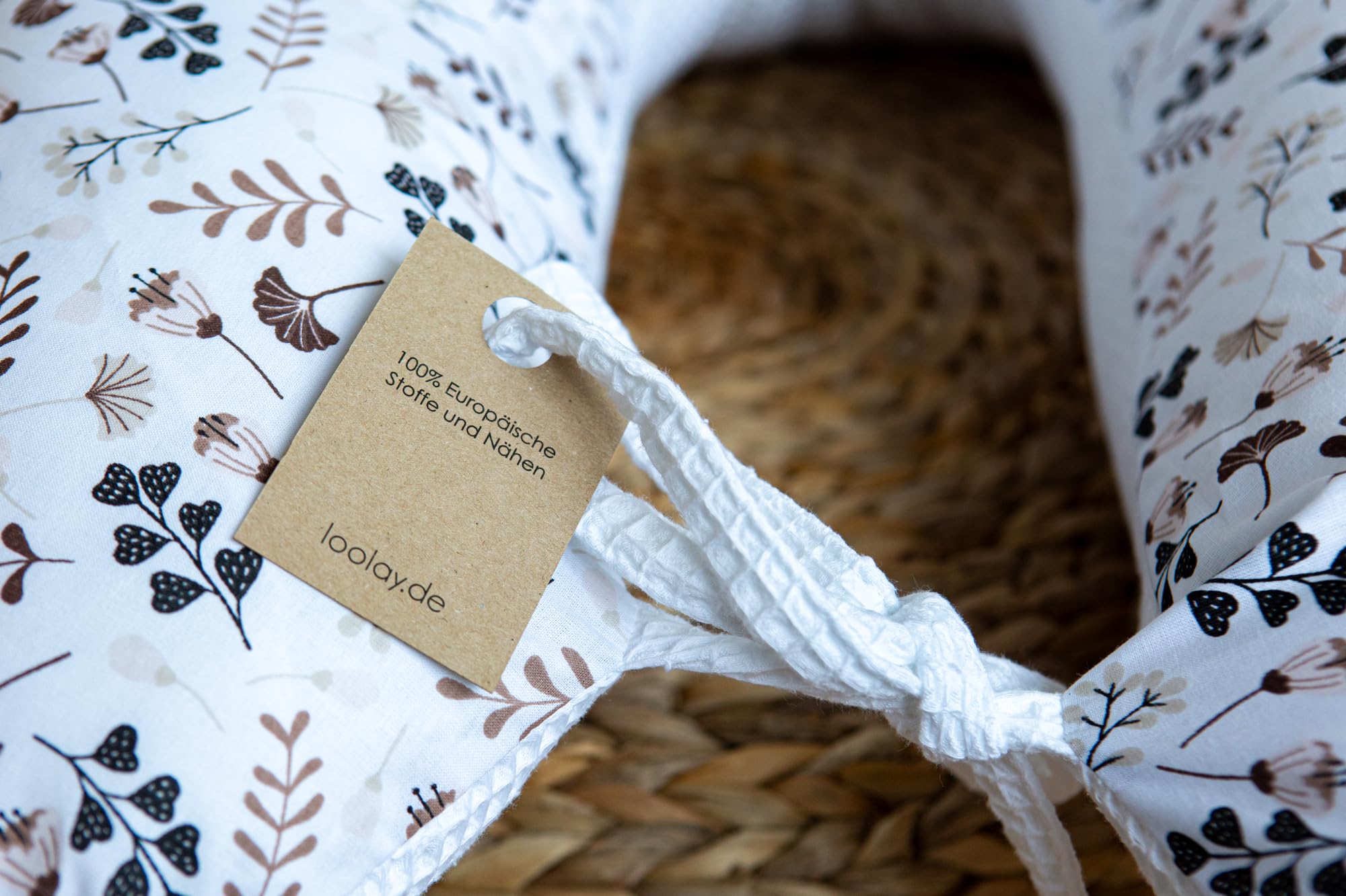 LOOLAY Coussin de maternité - Coussin d'allaitement 170 cm - Coussin de positionnement latéral 100% coton - avec housse amovible - Coussin enceinte ergonomique pour dormir (Motif gaufré taupe/Motif