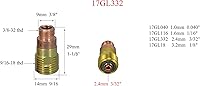 Vista 3 de RIVERWELD TIG Stubby Gas Lens Collet Cuerpos 17GL332 10N24S 3/32 '' 0.094 in Assort Kit para QQ300 PTA DB SR WP 17 18 26 TIG Antorcha de soldadura
