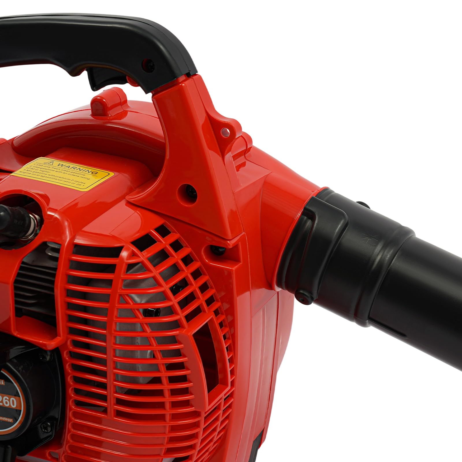 0.75KW Laubbläser mit Auffangsack, 25.4cc,Luftgekühlt,Zweitakt,7500r/min Gasbetrieben Akku-Laubbläser Kit,3-in-1 kabelloser Benzin-Laubsauger & Mulcher Laubsauger für Rasenpflege(Schwarz + Rot)