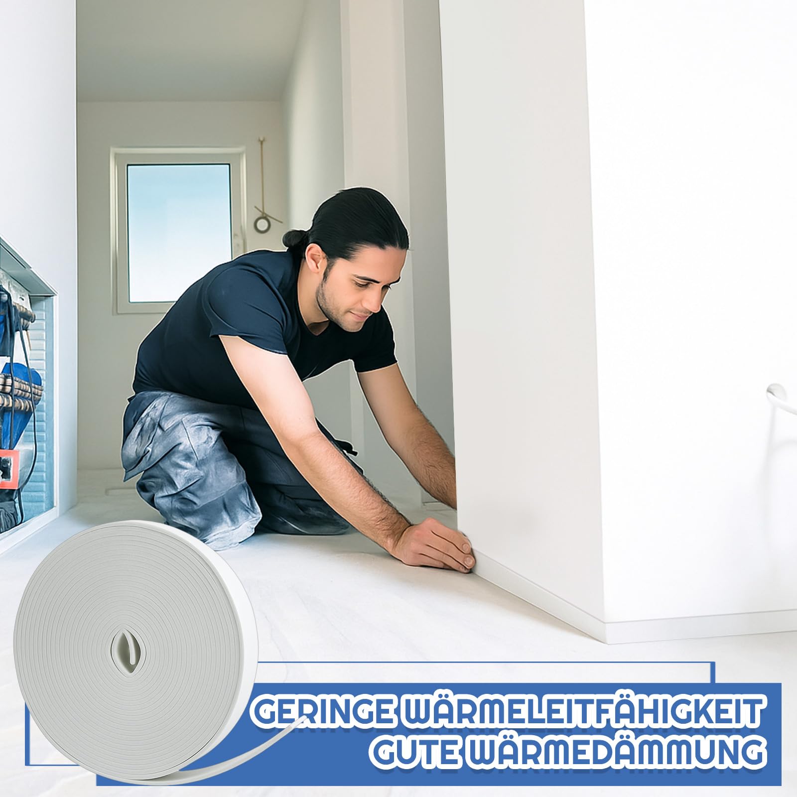 Xuniea Autoadhesivo para Masilla Niveladora Cinta Aislante para Juntas de Dilatación de Bordes Banda Aislante para Bordes Solado Autoadhesiva Cinta Tabiques Suelo Radiante(3 cm x 50 m,Blanco)
