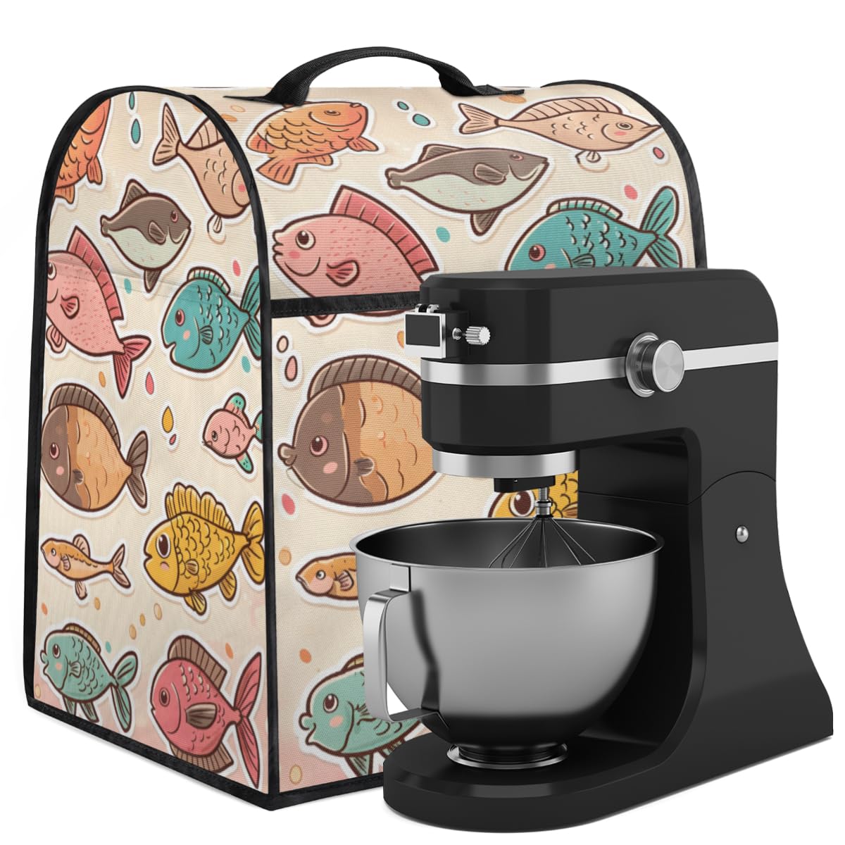 Coffee Maker Cover Cute Cartoon Fish Kitchen Appliance Covers Small Appliance Covers Blender Cover Juicer Cover Dust Covers for Kitchen Appliances with Top Handle and Pockets,Washable,B296