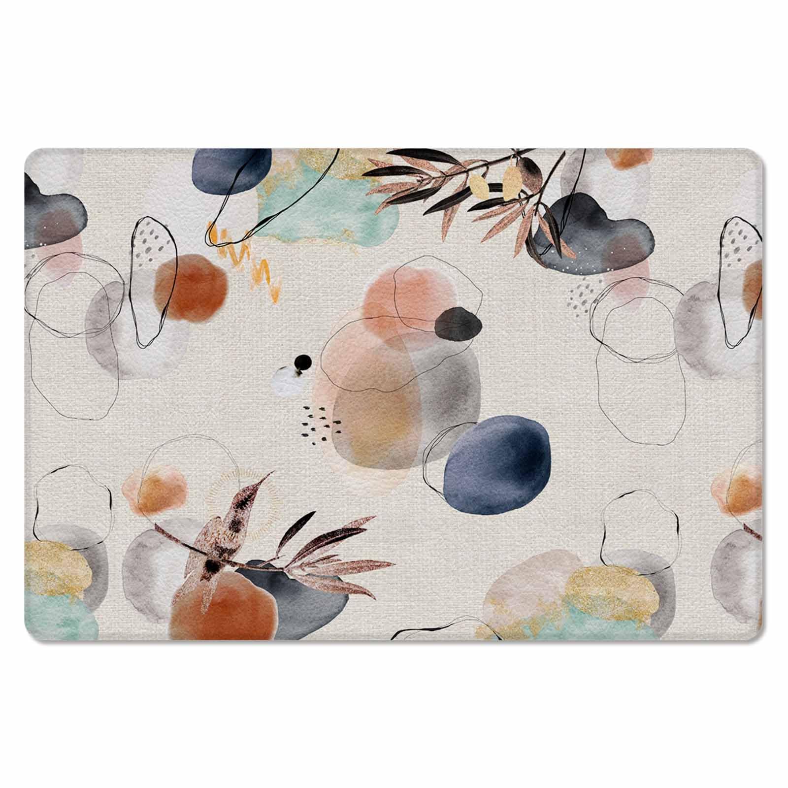 Bohemia Kitchen Bath Door Mat Cushioned Runner Rug,Washable Welcome Floor Sink Antifatigue Mat,Waterproof & Non-Slip Comfort Standing Doormat,Modern Abstract Minimalist Middle Century 24