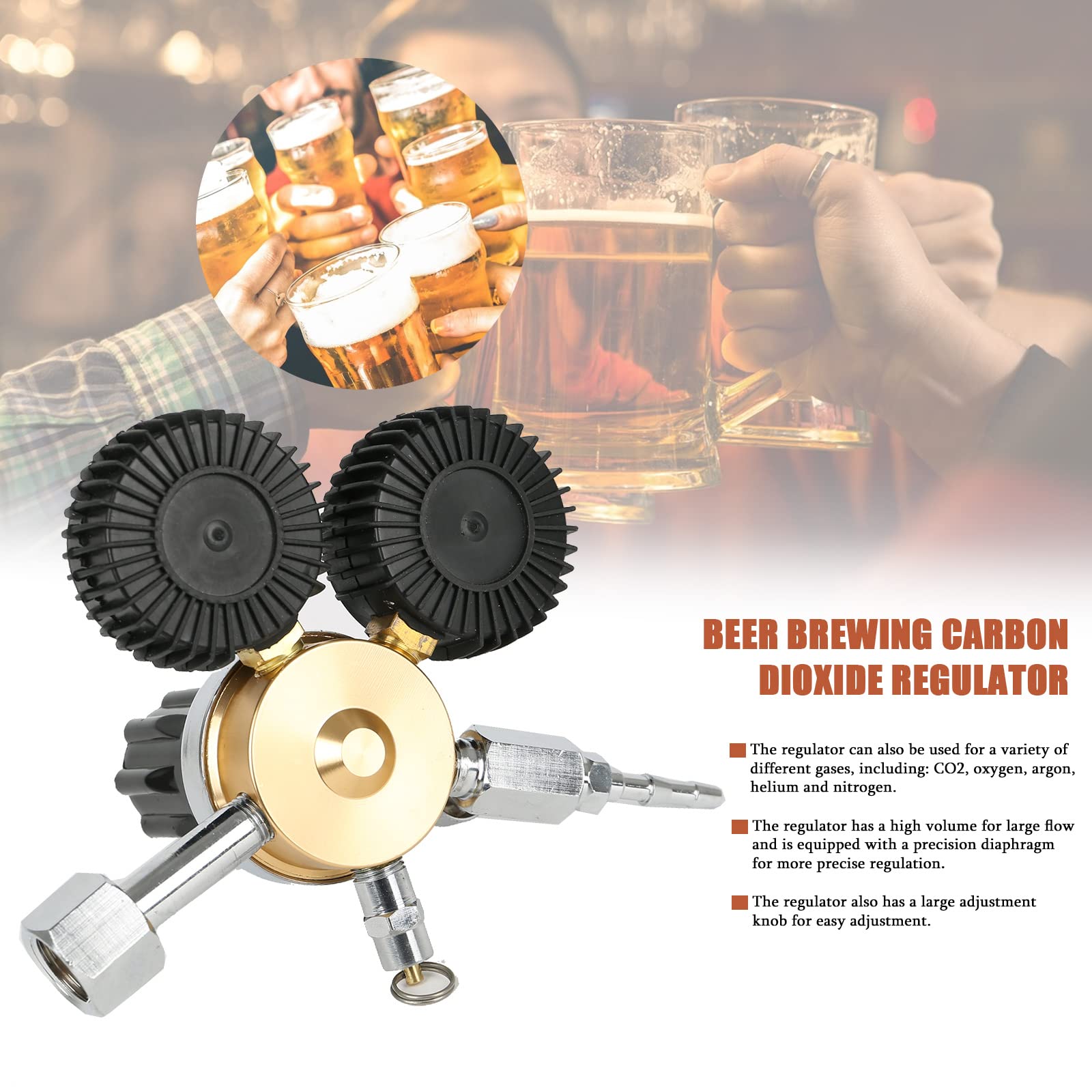 Druckminderer Druckregler CO2, Druckminderer Dual Manometer W21.8 R134A A/C Doppelmanometer-Regler Für Bierbrauen, Bierzapfanlage
