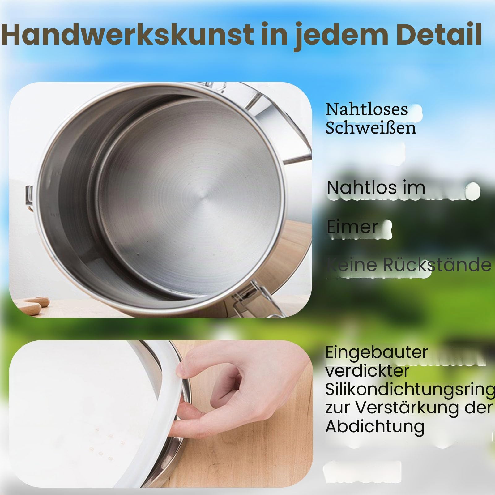 Adima 5L/9L/14L/18L Rostfreier Stahl Milcheimer Wein-Eimer Ölfass Tee-Kanister Isolierkanne Milchkrug Transportkanne Edelstahlbehälter Mit Deckel Und Hahn Edelstahl Eimer,5L