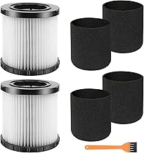2 Packs of DCV5801H Wet or Dry Vacuum Replacement Filter, 4 Foam Sleeve Filters and 1 Brush, Suitable for dowalt DCV580 and DCV581H, Washable and Reusable