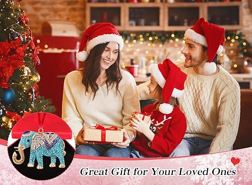 Miniatura 5 de D24TIME Adornos de Navidad de elefante de metal verde azulado para árbol de Navidad, adornos colgantes decorativos para decoración de árbol de