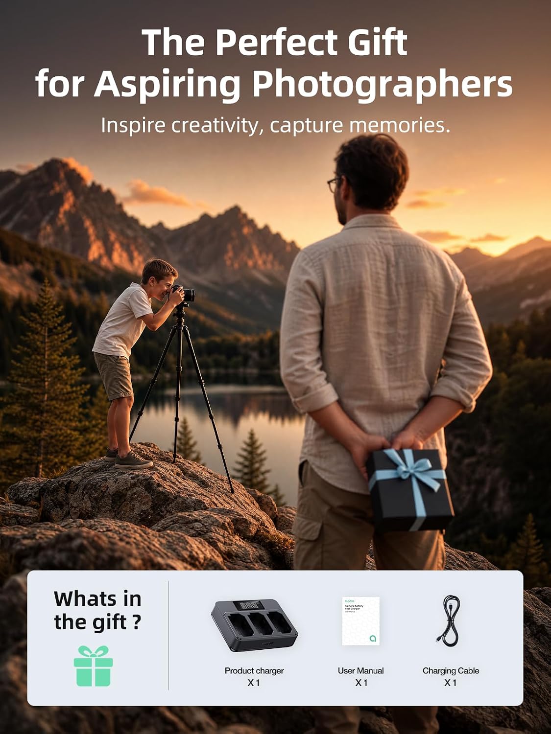 llano NP-FZ100 Battery Charger, 45W 3-Slot Fast Charger with USB-C QC3.0