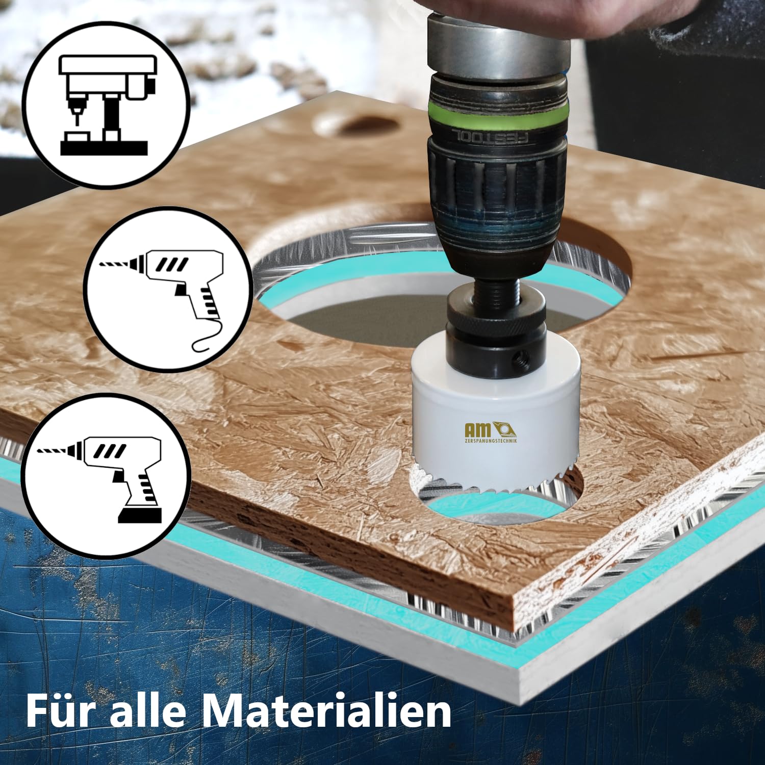 Bi-Metall Lochsägen Set | Professionelles Lochsäge Set in Größen Ø22-83mm | Lochsäge für Holz, Rigips, Kunststoff, Edelstahl- & Spanplatten