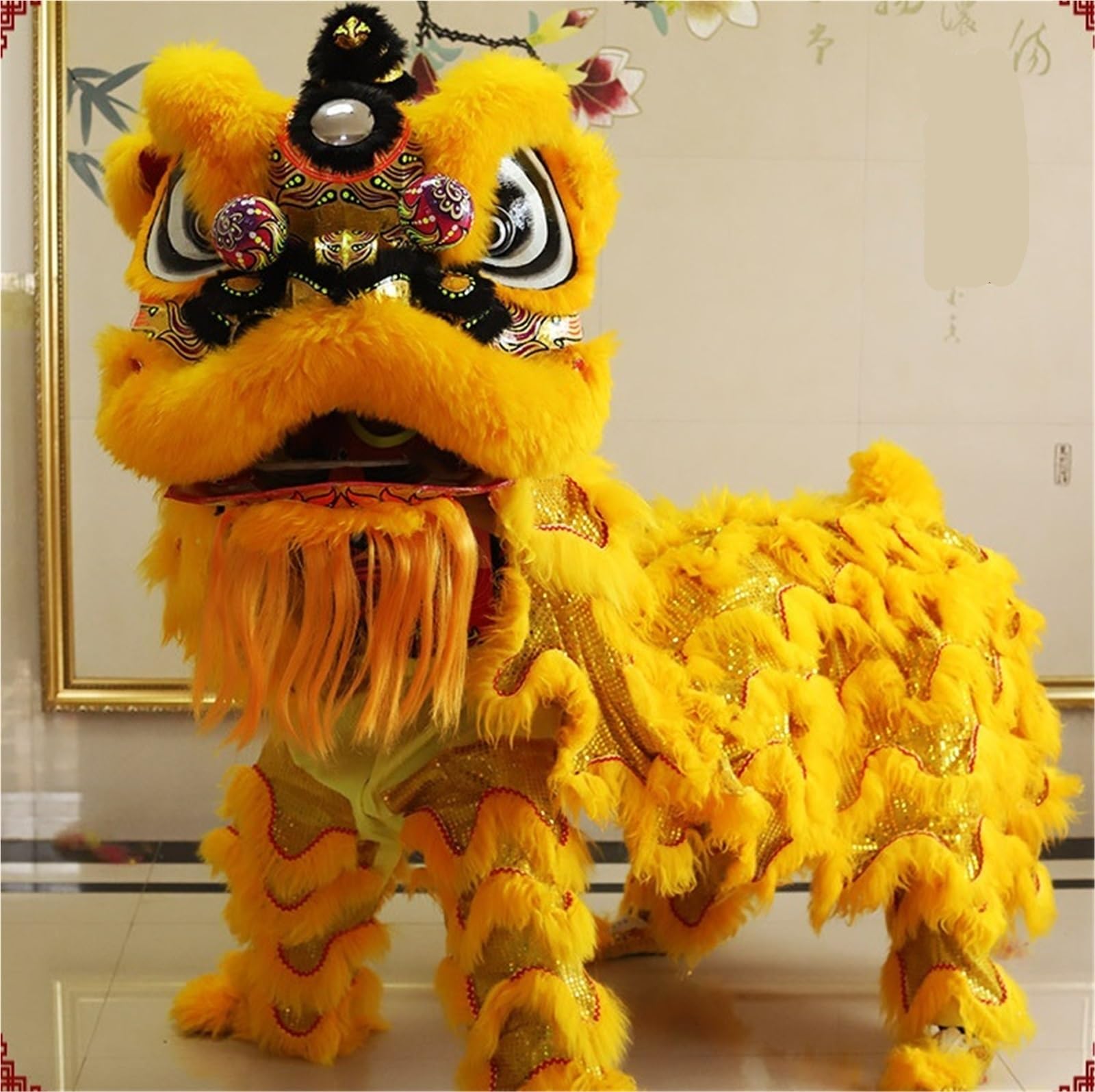Drago Cinese per Feste Set di Sport all'Aria Aperta for 2 Giocatori della Mascotte Fase Performance del Costume Danza Leone Cinese Feste Cinesi in Italia(Yellow2)