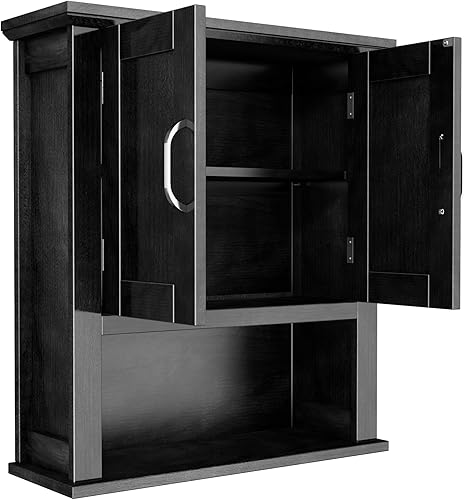 Miniatura 8 de ChooChoo Armario de baño con puertas, botiquín con estantes ajustables, armario de pared de baño sobre inodoro, armario colgante para cocina, sala