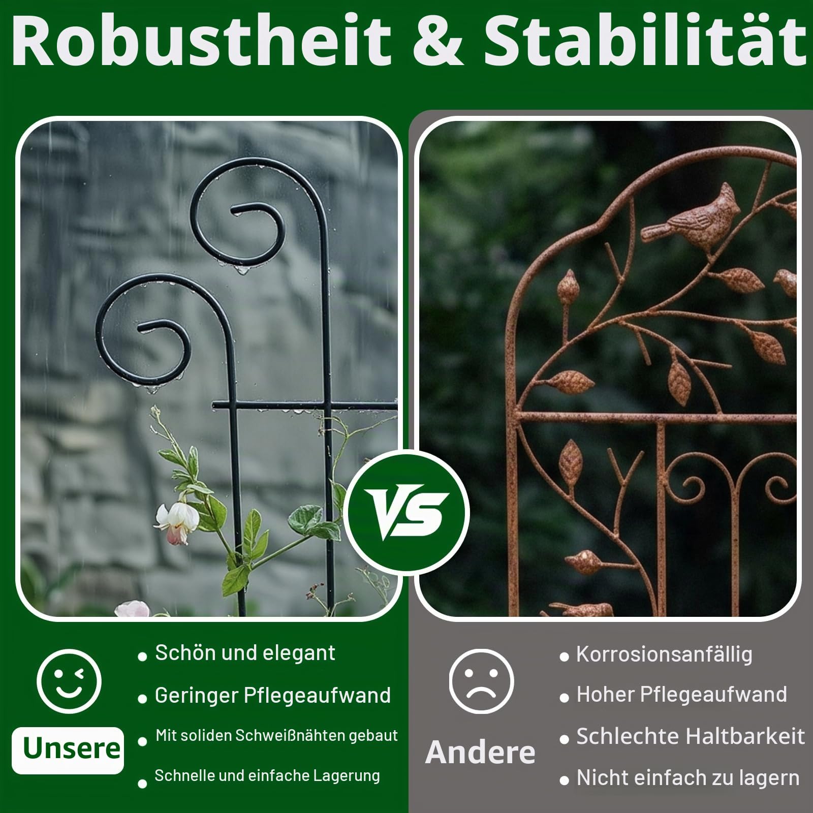 Thealyn 4er-Pack 81cm/32 Zoll Innenpflanzenspalier für kletternde Topfpflanzen, Outdoor-Metall-Gartenspalier für Zimmerpflanzen, Blumen, Weinreben, ivy Wellenform, Schwarz