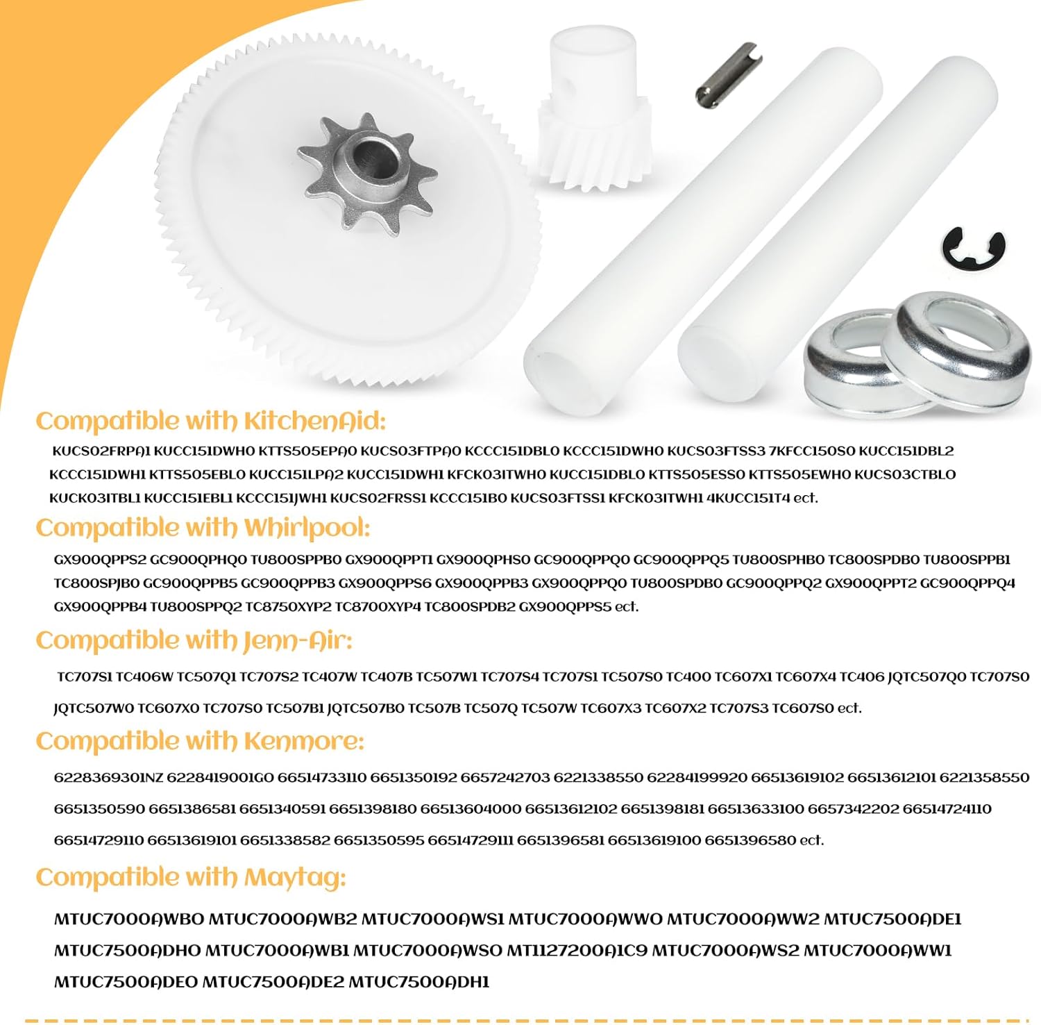 New Upgrade 882699 Drive Gear Kit, Trash Compactor Drive Gear Kit Compatible with Whirlpool, KitchenAid, Kenmore, Sears, Jenn-Air, Replace 735285 749046 777103 4163381 416338 882699