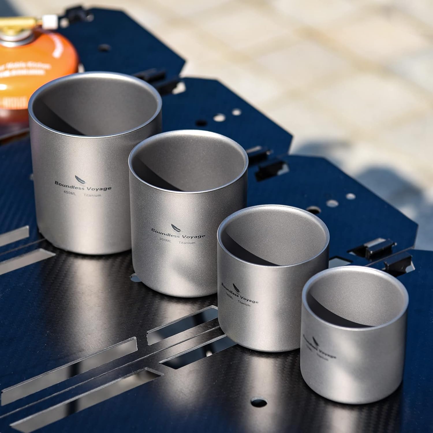Boundless Voyage Double Walled Titanium Cup Insulated Mug Anti-scalding Outdoor Camping Tableware 120ml 180ml 300ml 450ml (4 PCS)