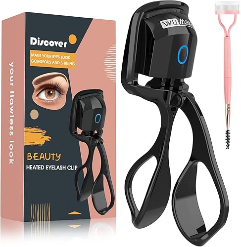 WU-MINGLU - Rizador de pestañas eléctrico con peine, recargable por USB, 2 modos de calefacción, pestañas rizadas naturales y rápidas, para una