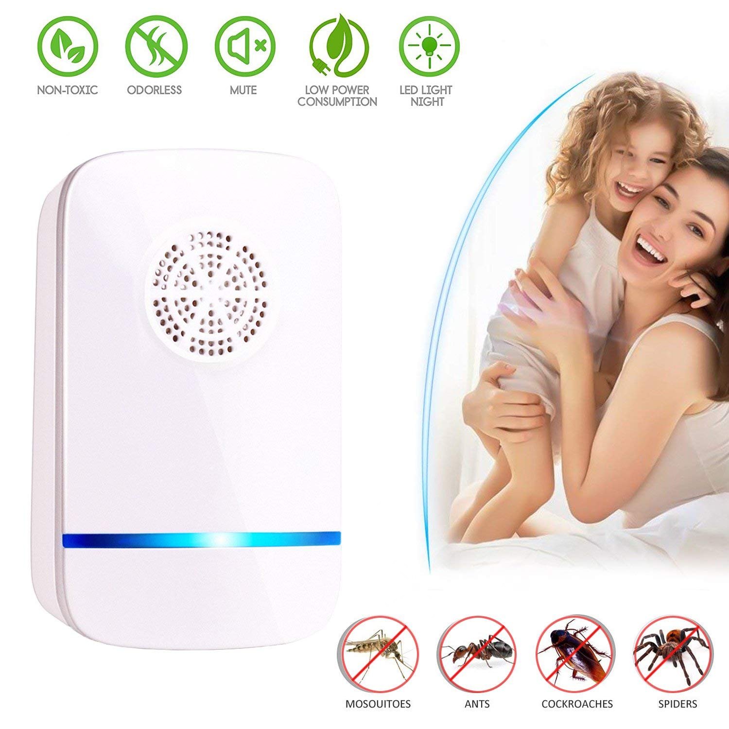 MAIAGO Ultrasonic Pest Repeller Plug in Pest Control - Electric Mouse Repellent Repellent for Mosquito, Mice, Rat, Roach, Spider, Flea, Ant, Fly, Bed Bugs, Cockroach - No Traps Poison & Sprayers