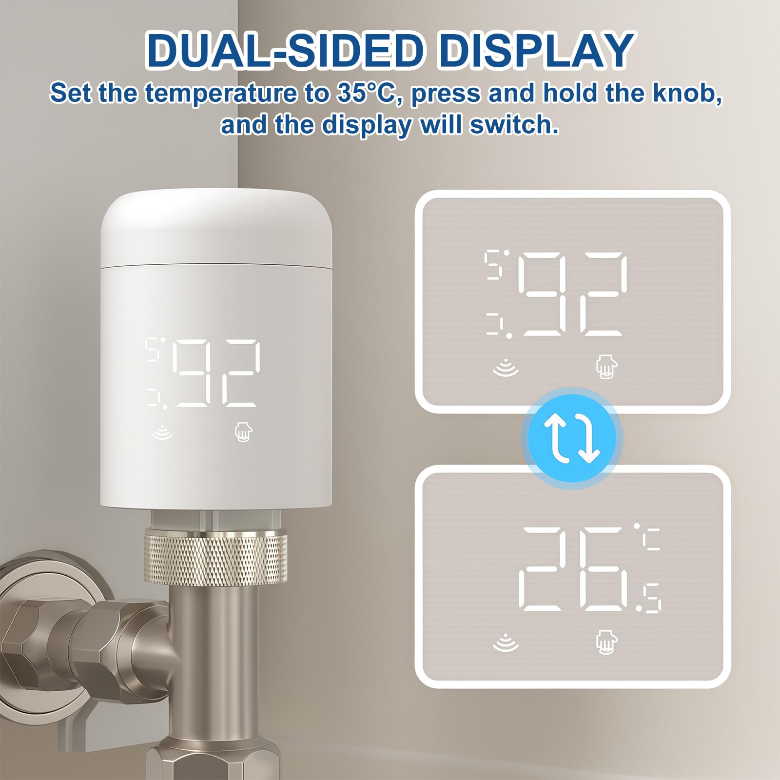 Flintronic Thermostatique Intelligente, Tête Thermostatique Connectée au Wi-FI Via ZigBee, Thermostat de Radiateur Intelligent, Réglez la Température à Distance Via l'Application Mobile (App: Tuya)
