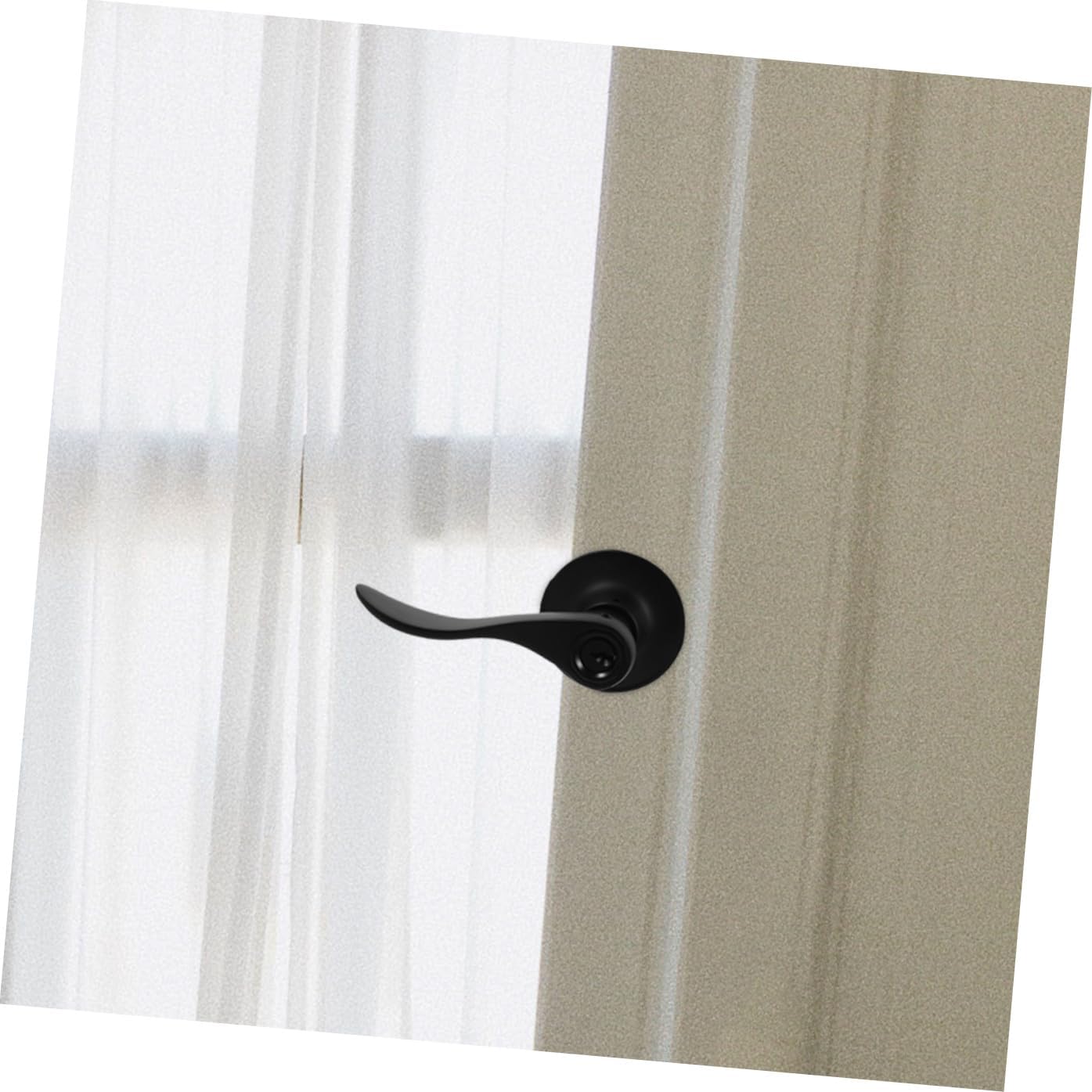 Alipis Door Lever Handle with Lock for Bedroom Entry Front Interior Door Lock Black Round Hole Lever 1pcs