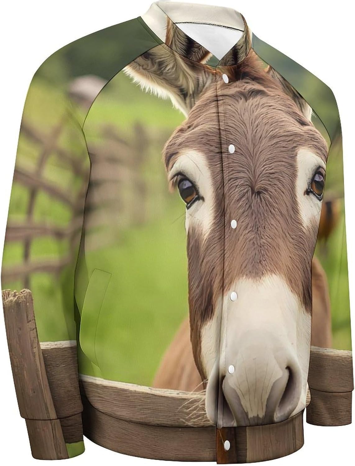 Funny Animal Donkey Men's Bomber Jacket Casual Spring Fall Baseball Windbreaker Coat with Pocket