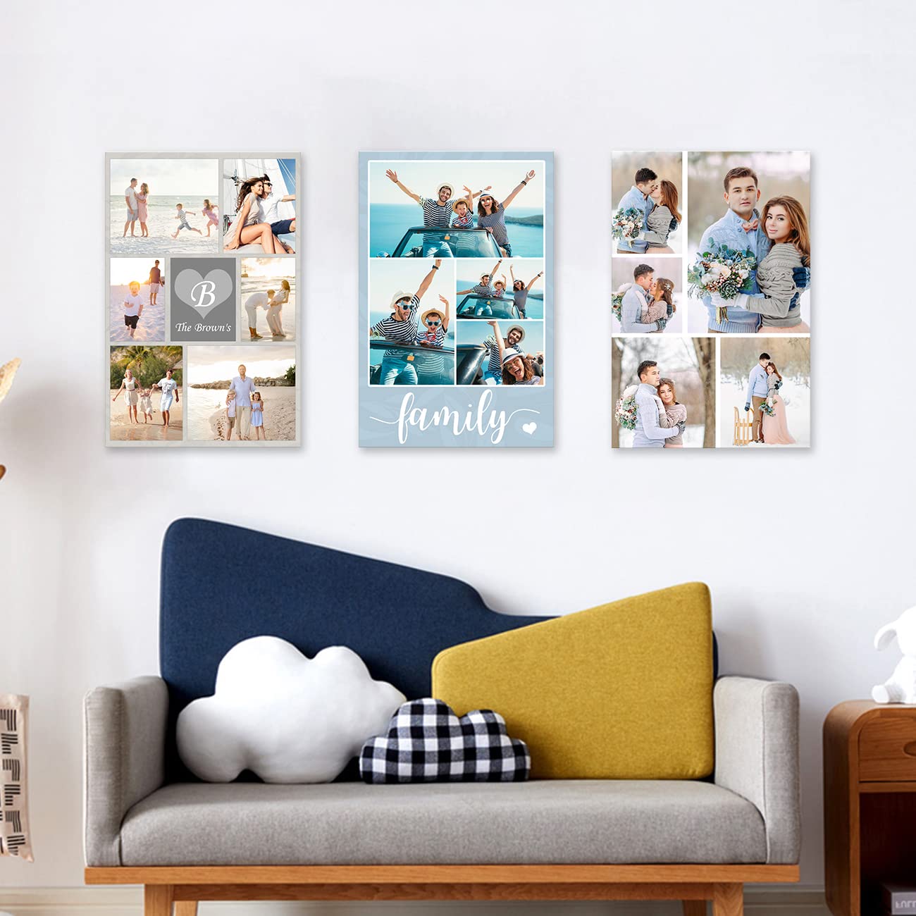LZIMU Collage Leinwanddrucke mit Ihren Fotos personalisierte Mehrfachbilder für die Wand individuelle Collage Fotogeschenke mit Rahmen (Bild-1,40x60cm)