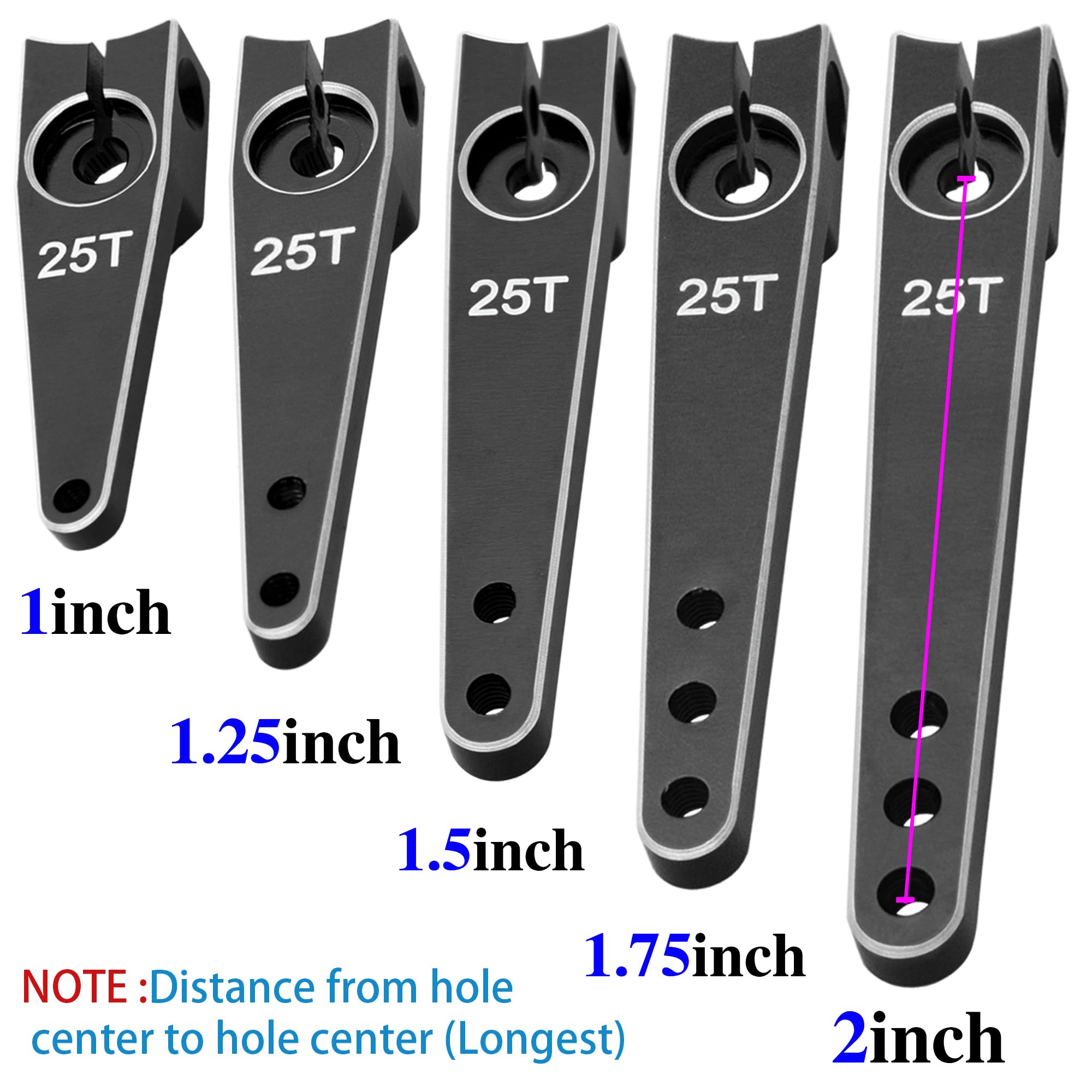3Pack Vgoohobby 25T Servo Arm Horn Aluminum 25 Teeth Steering Arms Compatible with Futaba Hitec Savox Power HD Servo Motors Fit RC Crawler Car Airplane Plane Boat (1.5inch,Black)