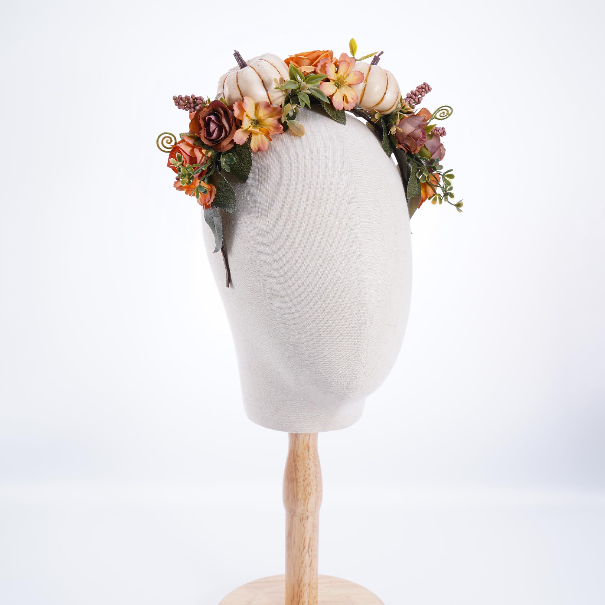 Fall/Autumn floral headband Bold Orange Horned Floral Fall Headpiece - Faeted Creations  main image 4