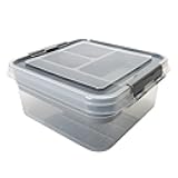 5 Compartment Gift Supply Storage Box | 2 Tier Box | Red | Clear Top Lid | Dimensions: 9.5