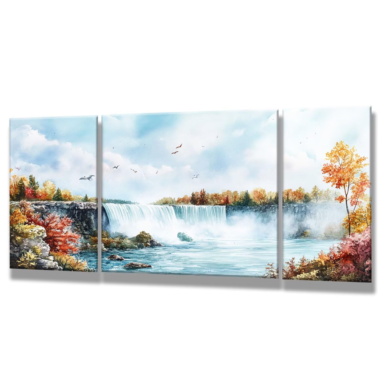 3 Pièces Peinture Numero Adulte - DIY Paysage Peinture par Numero Adultes, Inclure Acrylique et Pinceau, Numéro D'art Artisanales Kit Paint by Numbers, Cascade (7) ( 60x120cm Sans Cadre ) 0q-184