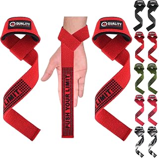 QTF Leather Lifting Wrist Straps for Weightlifting, Gym Wrist Wraps Padded Wrist Support Wraps, Bodybuilding, Powerlifting, Deadlifting and Secure Grip