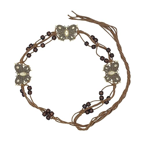 Zokunari Bohemian Sytle Womens Rope Boho Waist Belt for dress - Butterfly Yellow