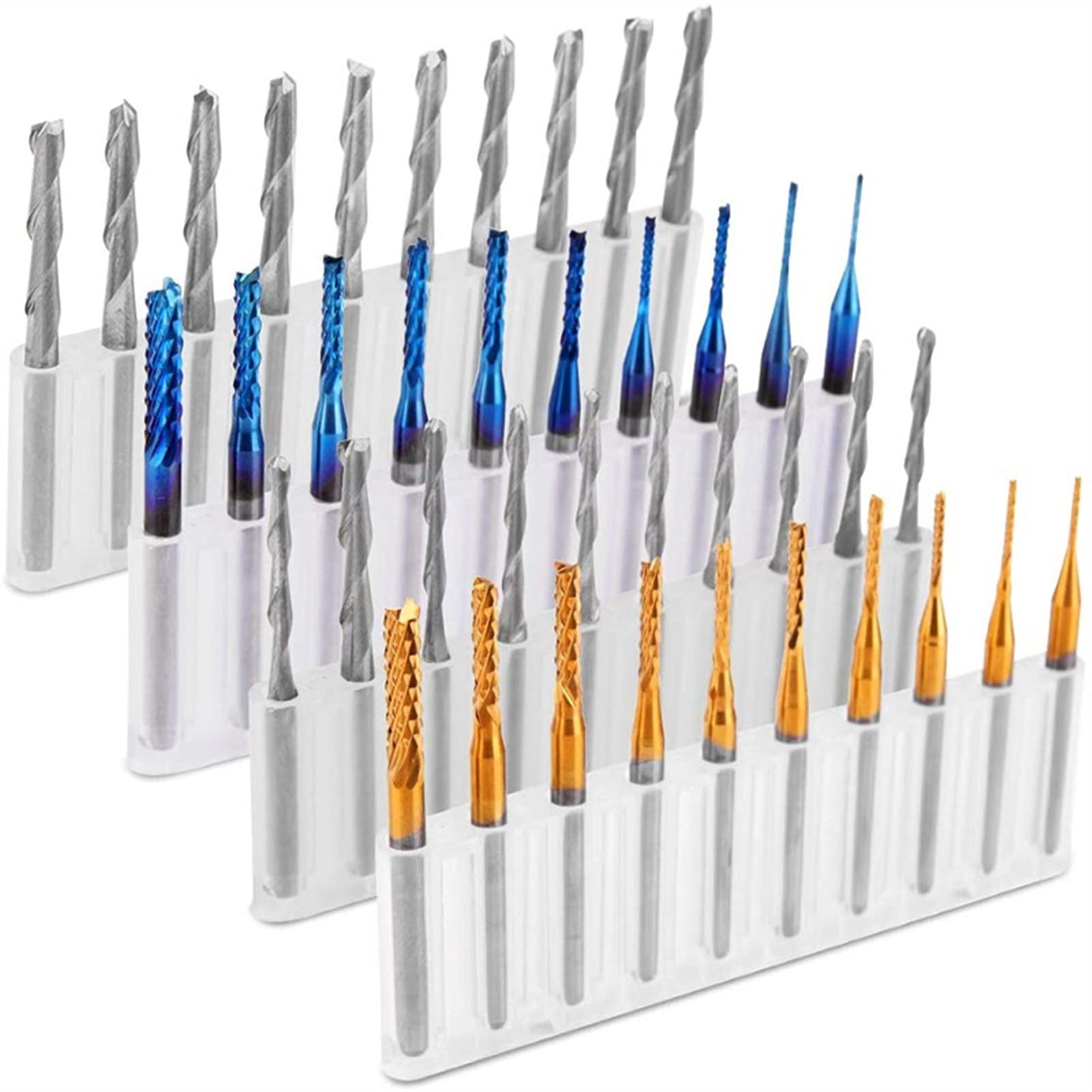 BERWENNY 10/40pcs End Mills Set 1/8Inch Shank Engraving Bit CNC Router Bit Cutting Milling Cutter (Cutting Edge Length : 40pcs Cutter)