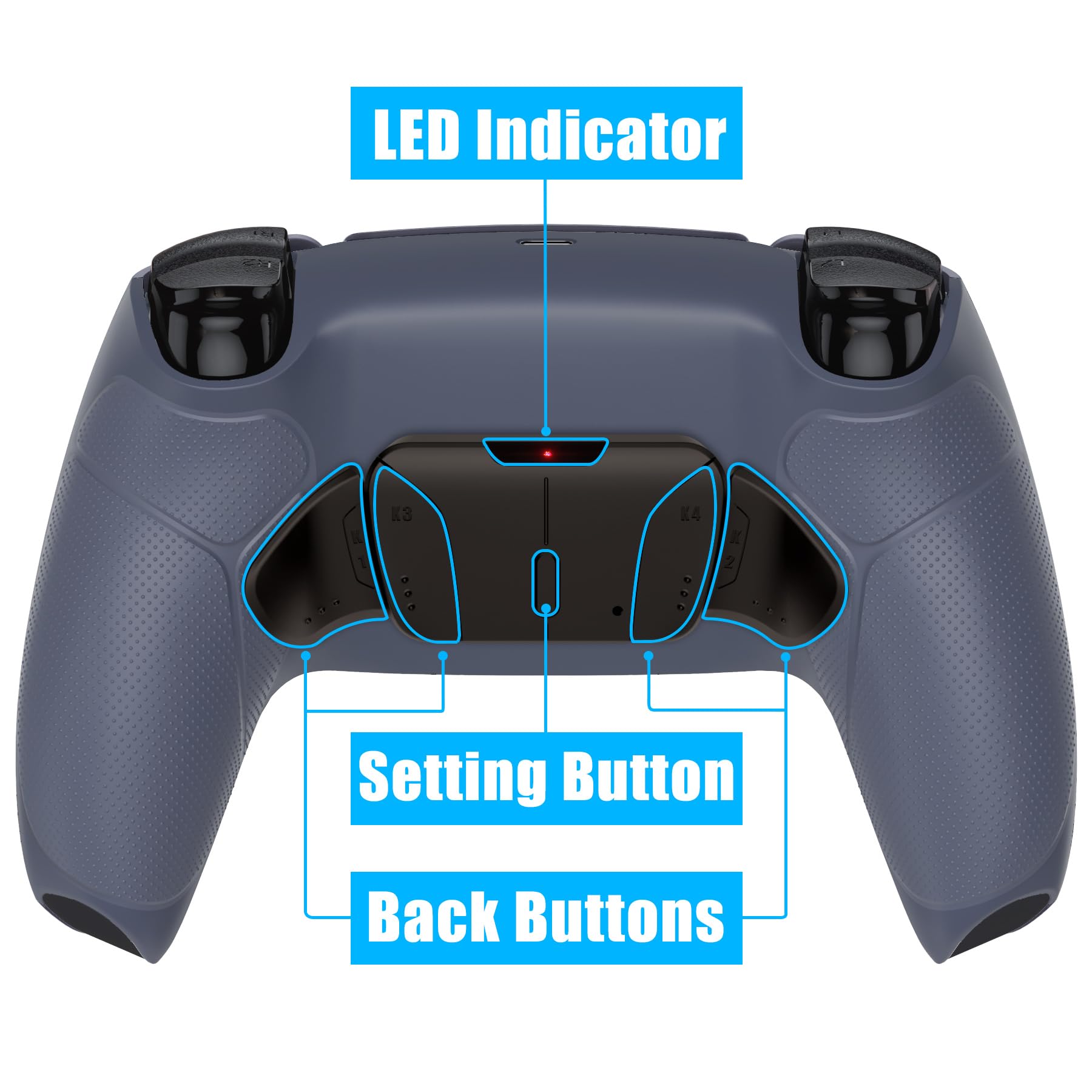 eXtremeRate Rise4 V3 RMB Remap Kit Programmabile per ps5 Controller,4 Back Button Paddles Metallo per ps5 Joystick BDM-030/040/050,Tasti Aggiuntivi Cover Grip Gommato per Joypad,Sterling Silver