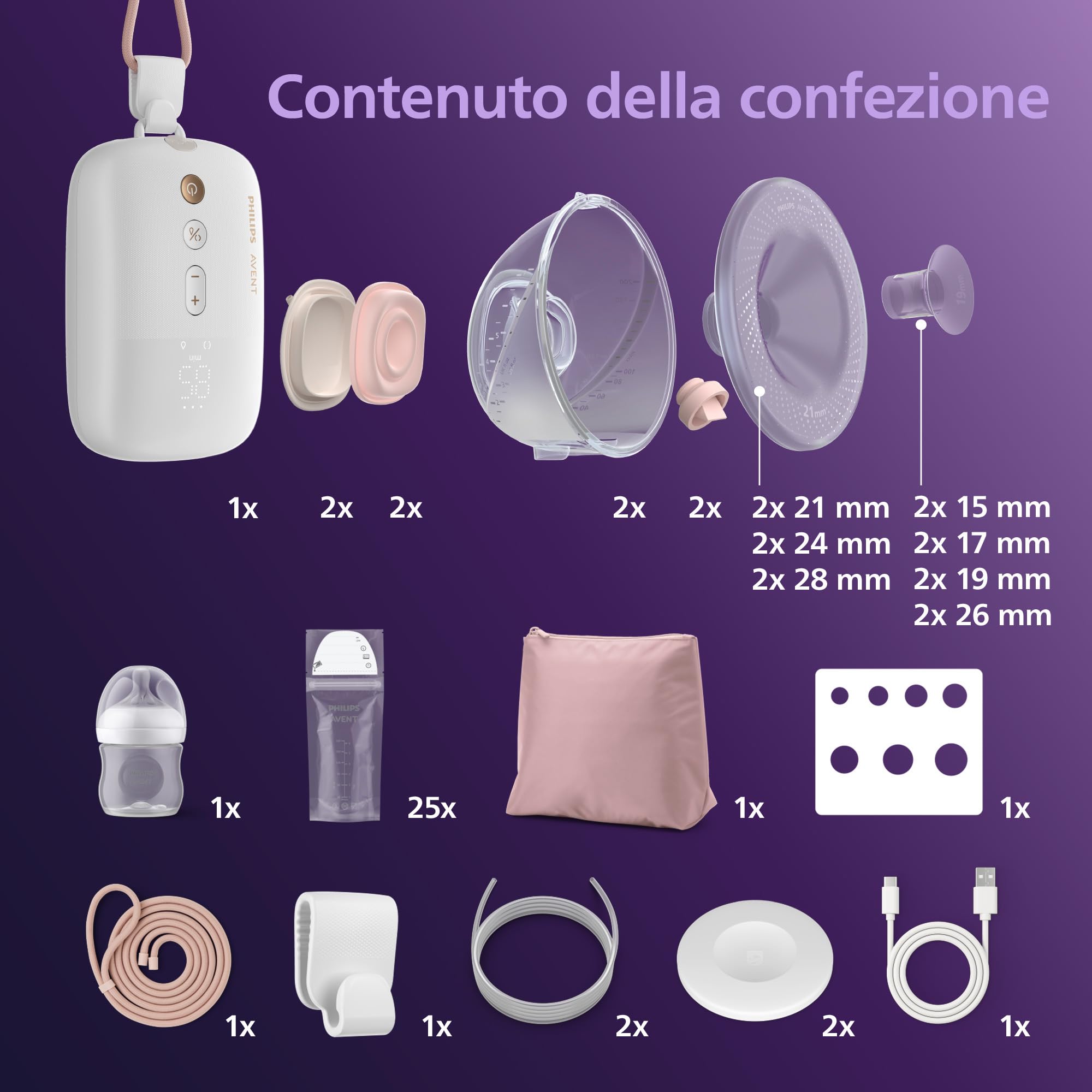 PHILIPS Avent set per i primi allattamenti con tiralatte a mani libere, con motore di qualità ospedaliera, che imita il ritmo di suzione del bambino, estrazione fino a 85 volte al minuto, SCD553/11