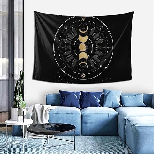 Rqwaaed Tapiz Wicca Wicca de 60 x 40 pulgadas, diseño de luna pagana, para colgar en la pared, para dormitorio, fiesta, decoración del hogar