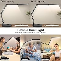 Vista 3 de Toolour Lámparas de escritorio para tecnología de uñas, lámpara de arquitecto doble grande de 24 W con control remoto, 5 colores, modo de sueño