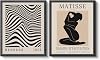 VIYYIEA Two Black Framed Matisse Wall Art, Bedroom Living Room Modern Minimalist Art Decor, Abstract Women Lines Canvas Prints Paintings, Home Modern Abstract Decor, 9x11 Inches, Set of 2