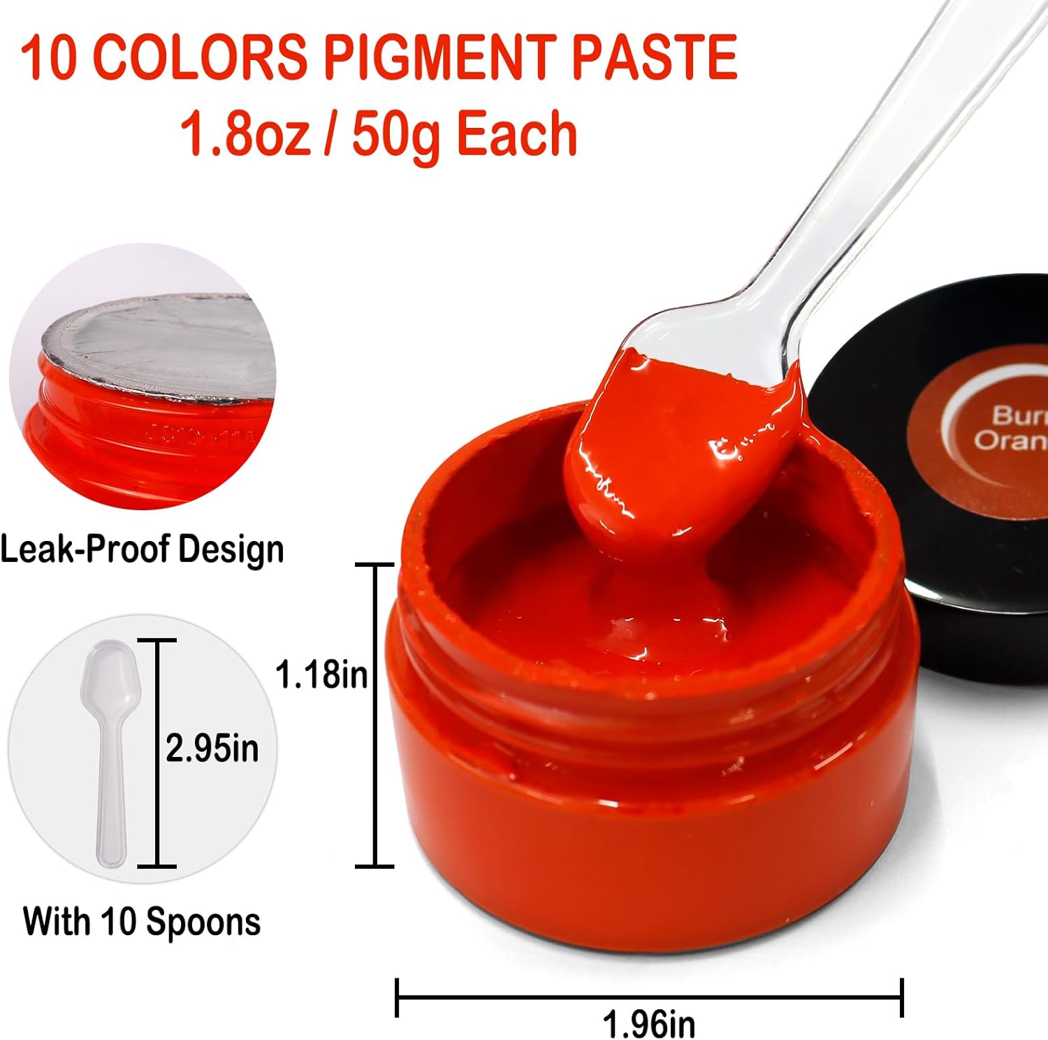 Matio 10 Color Pigment Paste for Epoxy Resin, 1.8oz/50g Each Color Pigment, Highly Concentrated Colorant, Opaque Liquid Dye Set for DIY Craft Resin Coloring, Resina Art Painting, Jewelry Making
