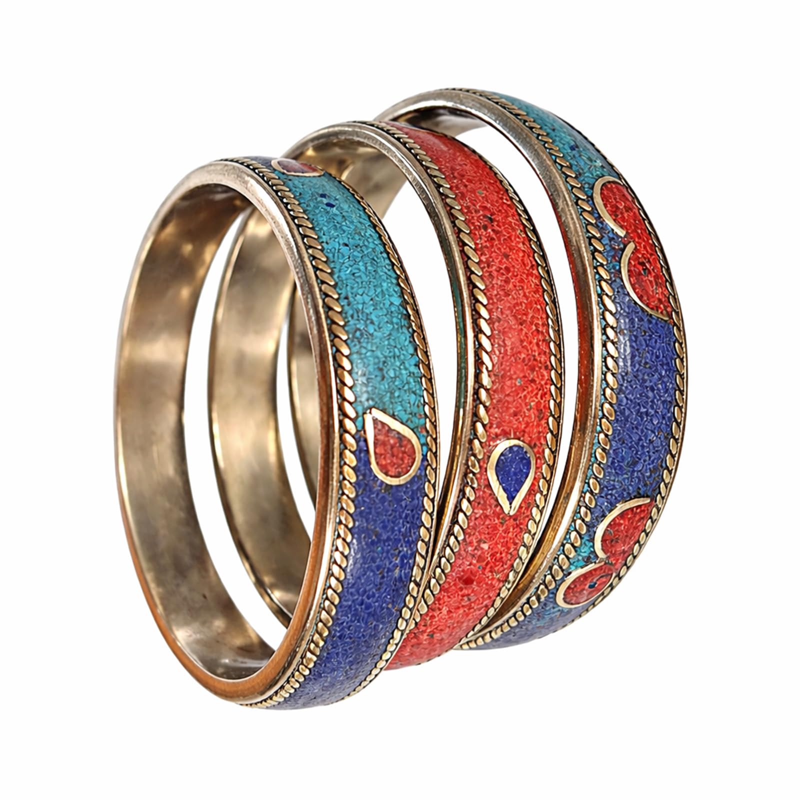 3 Pcs Bracelets Bohèmes pour Femmes Bijoux Ethniques Bracelets Empilables Texturés Bangles Faits Main Mode Cadeaux pour Elle Maman