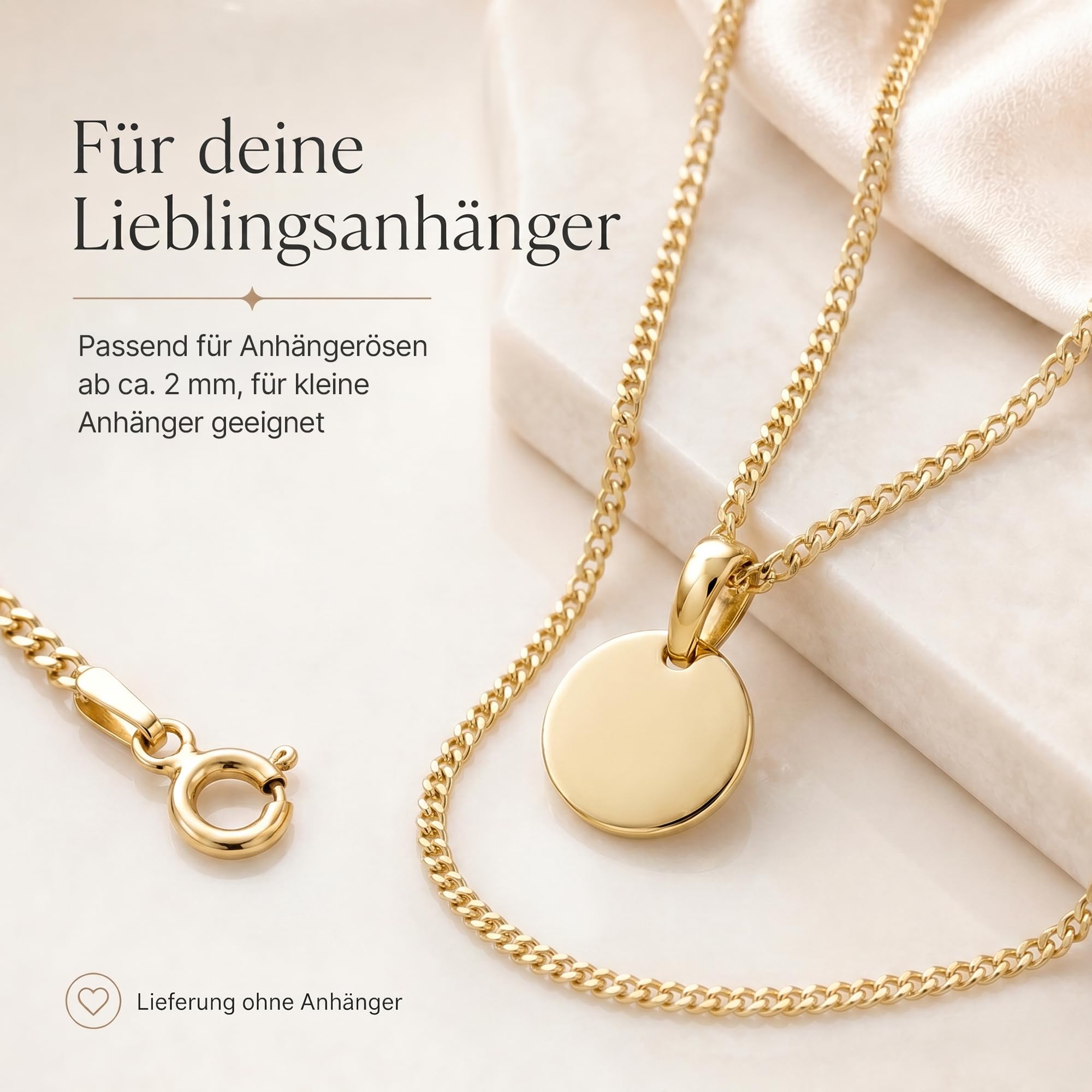 Panzerkette vergoldet 925 Silber Damen 1,4 mm Halskette 101041-5 | goldene Silberkette Gold Kette Goldkettchen in den Längen 40 42 45 50 60 70 cm verfügbar