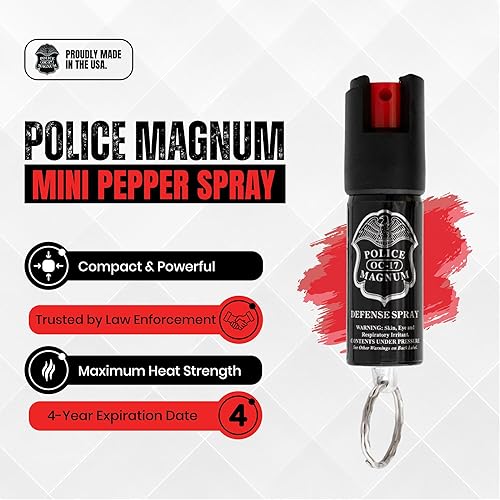 Miniatura 2 de Police Magnum Mini spray de pimienta herramienta de seguridad de autodefensa, soporte táctico fuerte integrado para llavero, máxima resistencia al