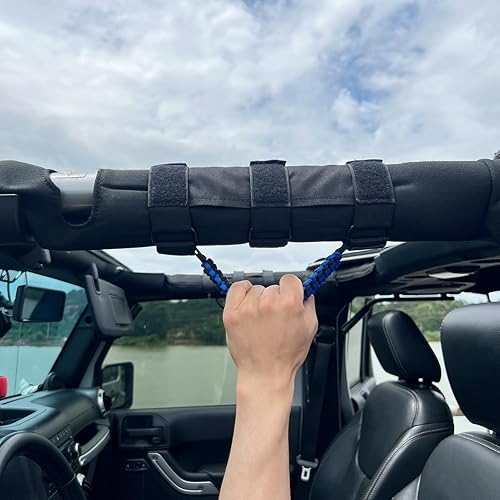 Miniatura 43 de Asas de agarre de barra antivuelco para Jeep, asas de agarre de cuerda de paracaídas compatibles con Jeep Wrangler YJ TJ JK JL & Gladiator JT Negro