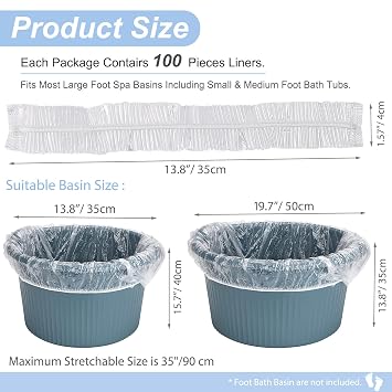 Noverlife 100PCS Disposable Pedicure Spa Liners, Single Use Foot Spa Liners