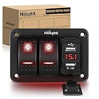 Vista 12 de Nilight Caja de interruptor basculante de 2 cuadrillas 12V SPST ON Off PD tipo C y QC 3.0 cargador USB, voltímetro, panel de aluminio impermeable